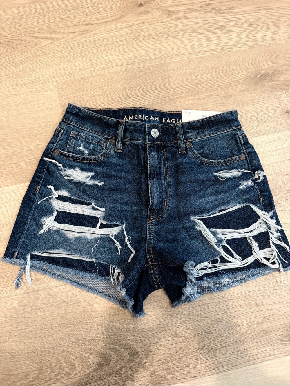 American Eagle Outfitters Dark Indigo Distressed Cutoff Jean Shorts